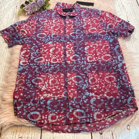 NWT ROLLA’S Men’s Bon Batik Geometric Button Down Shirt sz M - Picture 1 of 11